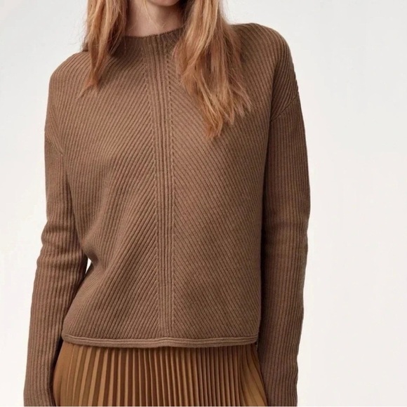 Aritzia Sweaters - Aritzia Babaton Chalmers Camel Ribbed Wool Blend Sweater